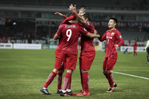 Spelare Kinas Shanghai Sipg Fira Efter Gjorde Ett Mål Mot — Stockfoto