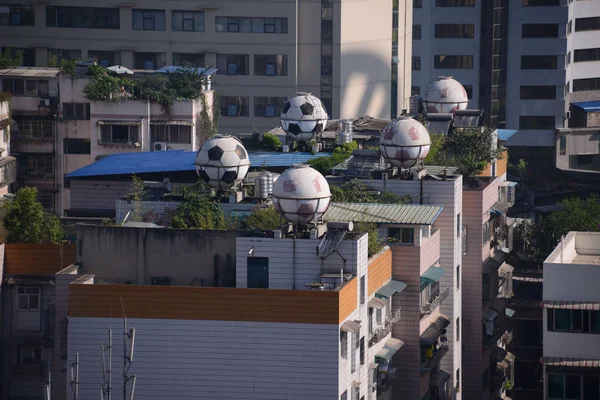 Kilátás Tetőtéri Kertek Illegálisan Épített Lakás Tulajdonosai Lakóépületek Guiyang Város — Stock Fotó