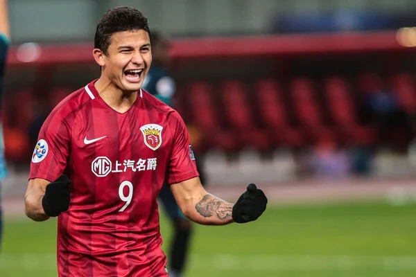 Elkeson Oliveira Cardoso Del Cinese Shanghai Sipg Festeggia Una Partita — Foto Stock