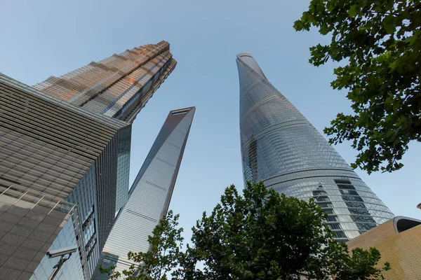 Vista Ojo Gusano Desde Izquierda Torre Jinmao Centro Financiero Mundial —  Fotos de Stock