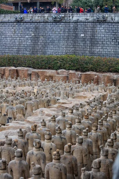 Des Répliques Sculptures Terre Cuite Guerriers Chevaux Fosse Musée Des — Photo