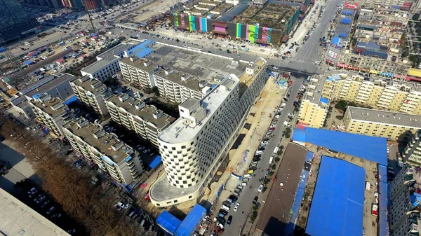 Aerial View Steamboat Shaped Building Zhengzhou City Central China Henan — Stock Photo, Image