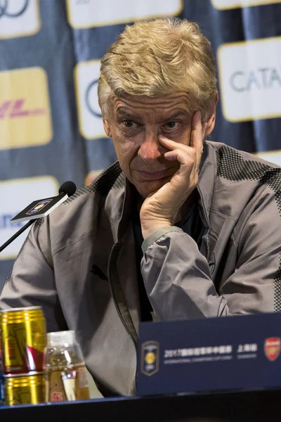 Treinador Principal Arsene Wenger Arsenal Participa Uma Conferência Imprensa Para — Fotografia de Stock