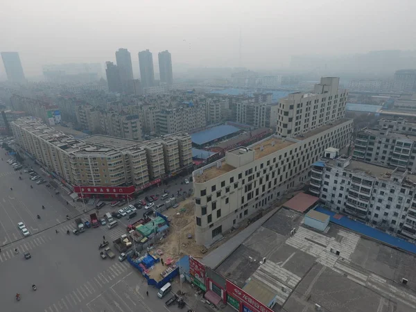 Vista Aérea Edifício Forma Barco Vapor Cidade Zhengzhou Província Central — Fotografia de Stock
