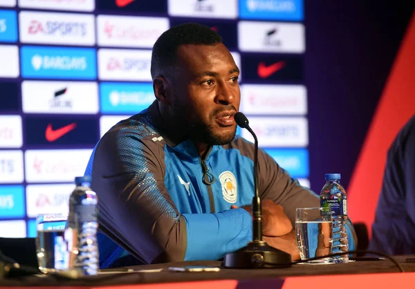 Calciatore Wes Morgan Leicester City Partecipa Una Conferenza Stampa Trofeo — Foto Stock