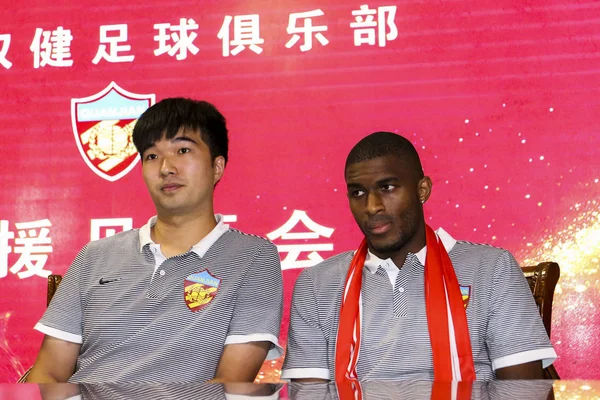 Anthony Modeste Estrella Del Fútbol Francés Asiste Una Conferencia Prensa — Foto de Stock