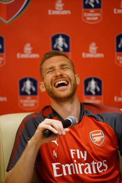 Giocatore Calcio Tedesco Mertesacker Dell Arsenal Fotografato Durante Incontro Dei — Foto Stock