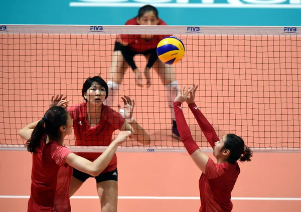 Hráči Číny Zúčastnit Tréninku Pro Fond Skupina Zápas Během Fivb — Stock fotografie