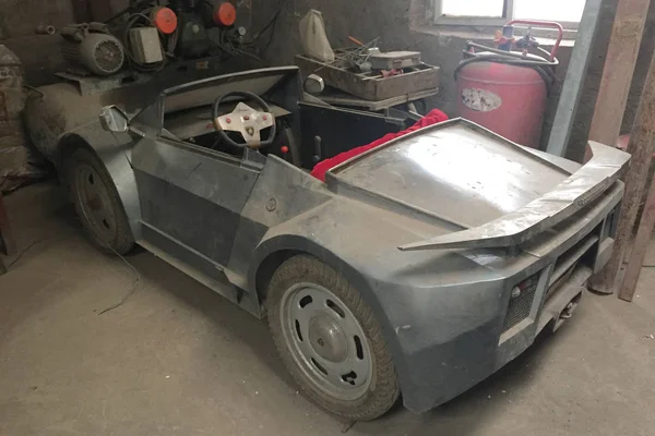 Eine Mini Replik Eines Lamborghini Die Der Jährige Chinesische Bauer — Stockfoto