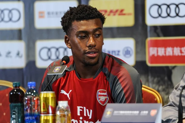 Giocatore Calcio Nigeriano Alex Iwobi Dell Arsenal Partecipa Una Conferenza — Foto Stock