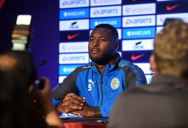 Calciatore Wes Morgan Leicester City Partecipa Una Conferenza Stampa Trofeo — Foto Stock