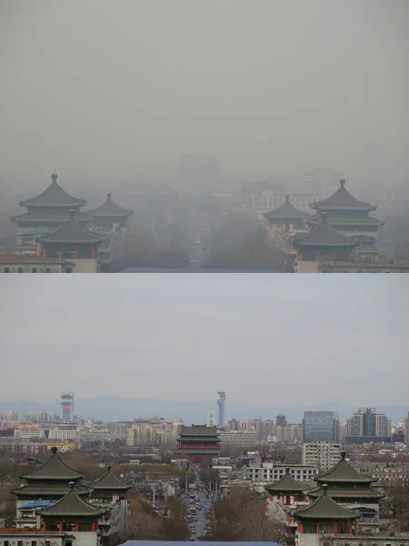 Composite Photo Shows Beijing Drum Tower Also Known Gulou Center — Stock Photo, Image