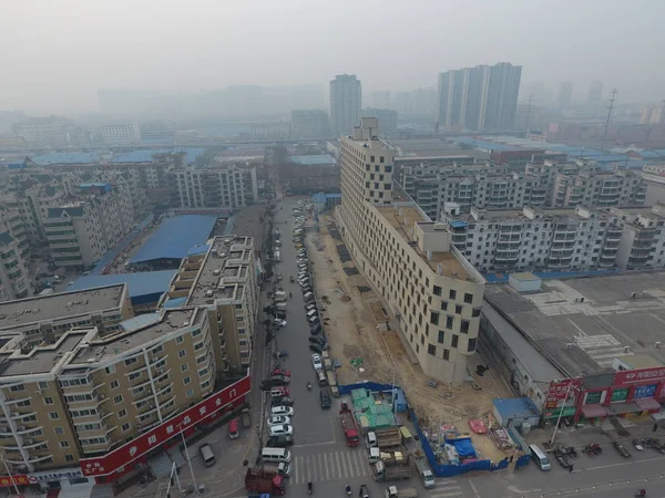 Luftaufnahme Eines Dampfbootförmigen Gebäudes Der Stadt Zhengzhou Provinz Henan Zentralchina — Stockfoto