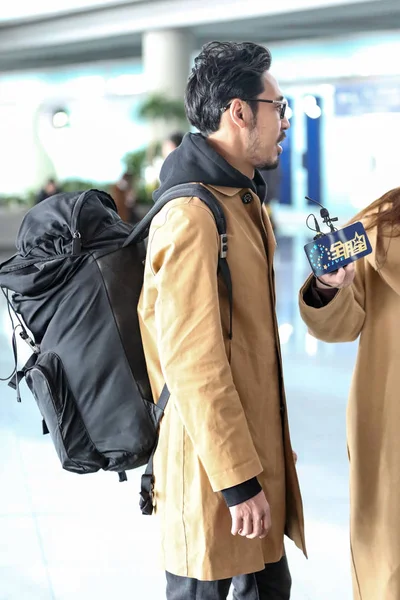 Интервью Японского Актёра Кохаты Пекинском Столичном Международном Аэропорту Пекине Февраля — стоковое фото