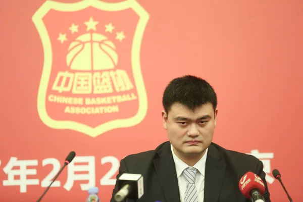 Pensionerad Kinesiska Basketstjärnan Yao Ming Ordförande Kinesiska Basketball Association Sköter — Stockfoto