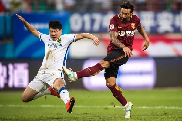 Jogador Futebol Argentino Ezequiel Lavezzi Direita Hebei China Fortune Desafia — Fotografia de Stock