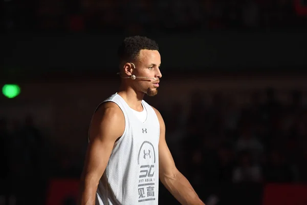 Gwiazda Nba Stephen Curry Golden State Warriors Bierze Udział Spotkaniu — Zdjęcie stockowe