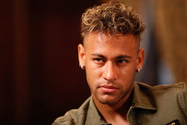 Бразильська Футбольна Зірка Neymar Фото Він Отримує Інтерв Шанхаї Китай — стокове фото