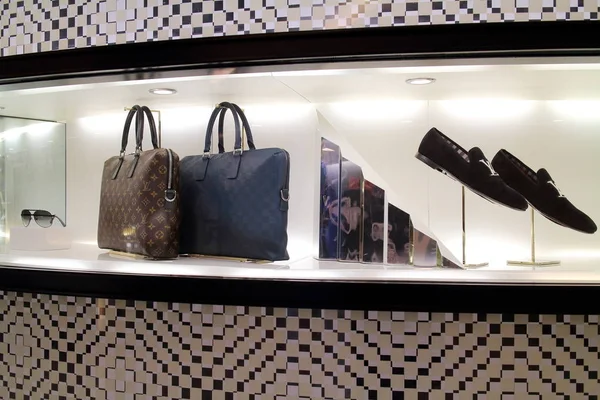 Kézitáskák Showcased Egy Divatház Louis Vuitton Fuzhou Város Délkelet Kínai — Stock Fotó