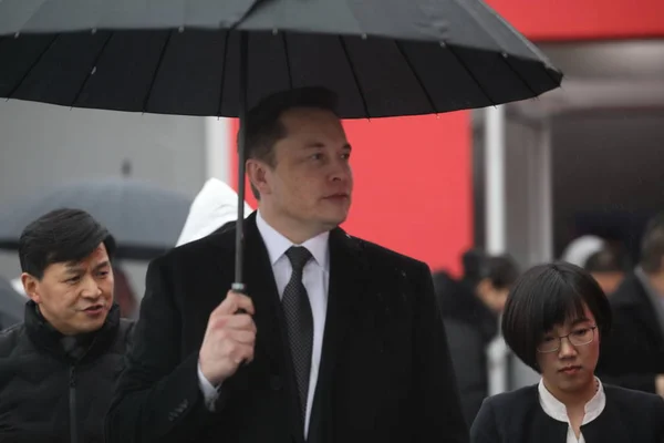 Tesla Ceo Elon Musk Attends Groundbreaking Ceremony Electric Automaker First Stock Image