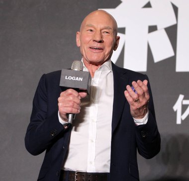 British actor Patrick Stewart attends a press conference for his first Asia movie premiere of 