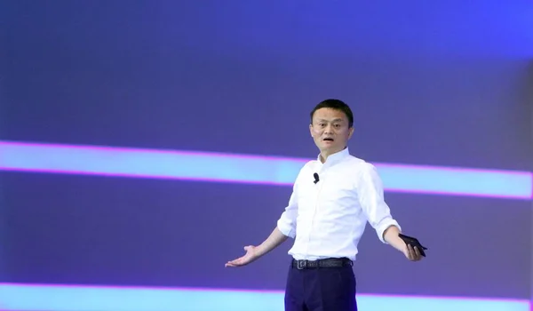 Джек Председатель Китайской Электронной Коммерции Alibaba Group Выступает Главном Форуме — стоковое фото