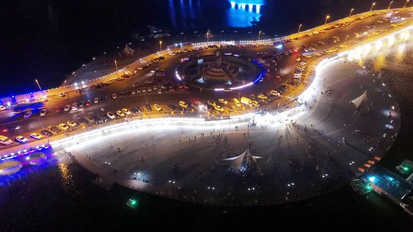 Вид Воздуха Мост Тяньди Виде Часов Живописном Месте Ночью Городе — стоковое фото