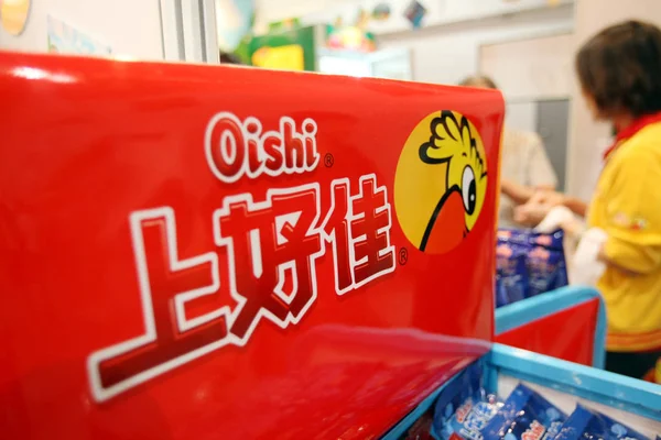 Anúncio Para Marca Snack Food Oishi Retratado Durante Uma Exposição — Fotografia de Stock
