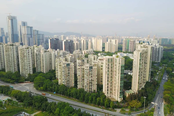 Widok Wieżowców Mieszkalnych Biurowców Dzielnicy Nanshan Shenzhen Południowochińskie Prowincje Guangdong — Zdjęcie stockowe