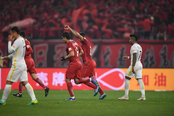 Jogadores Shanghai Sipg Celebreate Depois Jogar Pênalti Para Marcar Gol — Fotografia de Stock