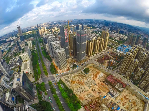 Vista Aérea Edificios Gran Altura Rascacielos Construcción Durante Remodelación Aldea —  Fotos de Stock