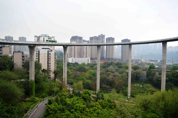 Weergave Van Een Meter Hoge Viaduct Boven Grond Chongqing China — Stockfoto