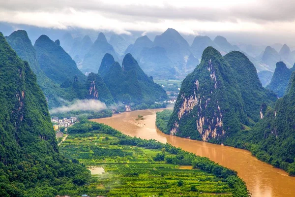Luftaufnahme Des Überfluteten Lijiang Flusses Oder Flusses Der Durch Die — Stockfoto