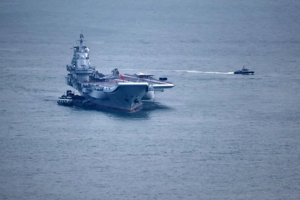 Una Flottiglia Che Include Prima Portaerei Cinese Liaoning Fotografata Durante — Foto Stock