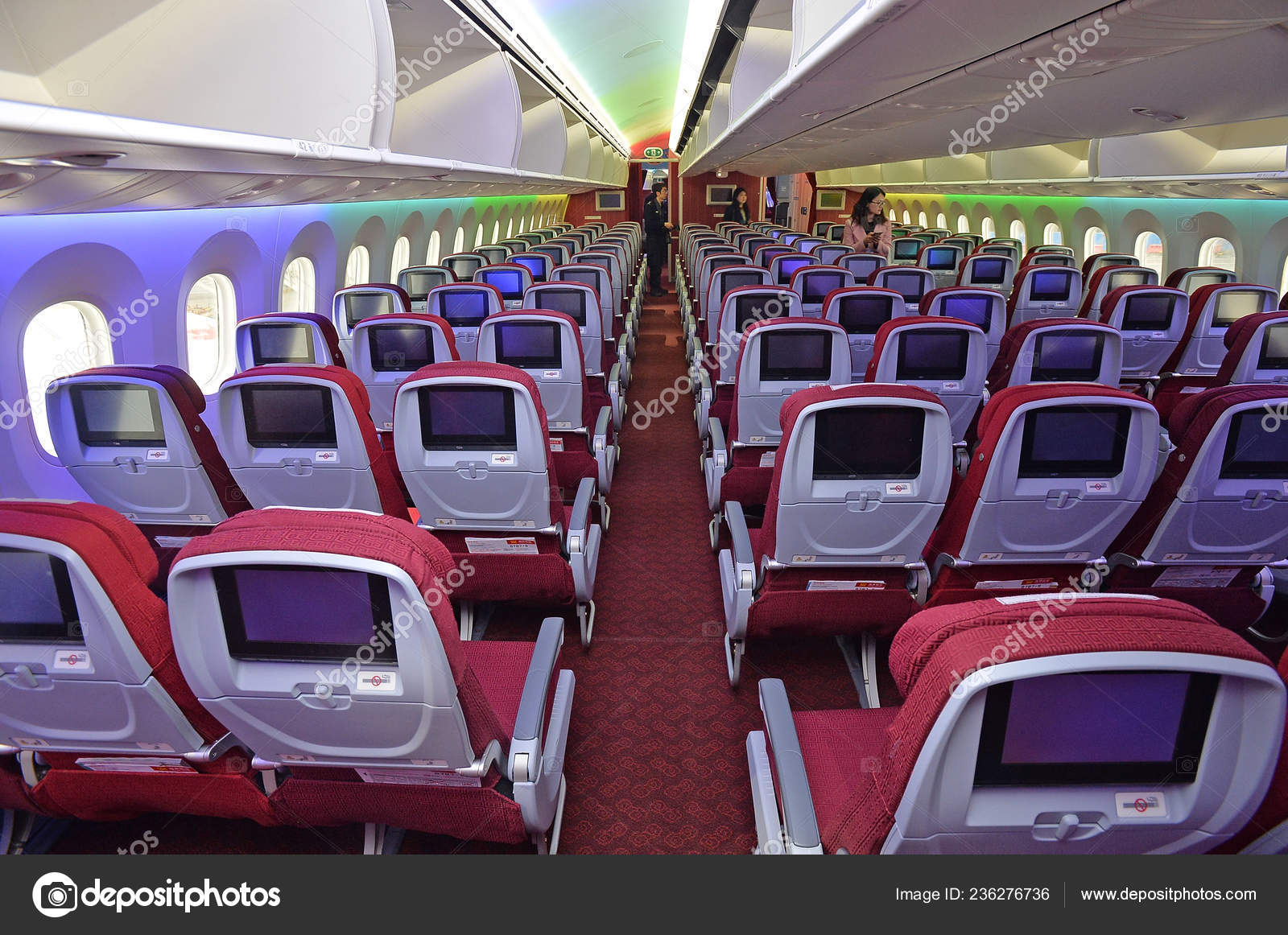 Interior View Jet Plane Boeing 787 Dreamliners Painted