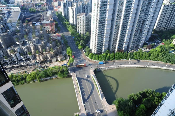 Aerial View New Real Estate Project Developers Building Shanghai Putuo — Stock Photo, Image