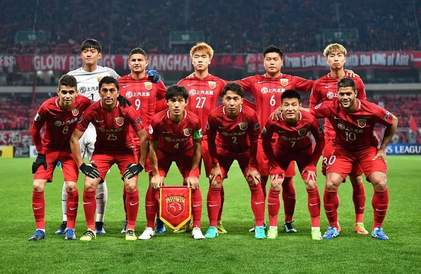 Spelers Van Startende Line Van China Shanghai Sipg Vormen Voor — Stockfoto