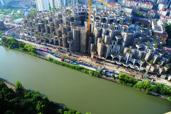 Vista Aérea Novo Projeto Imobiliário Que Desenvolvedores Estão Construindo Distrito — Fotografia de Stock