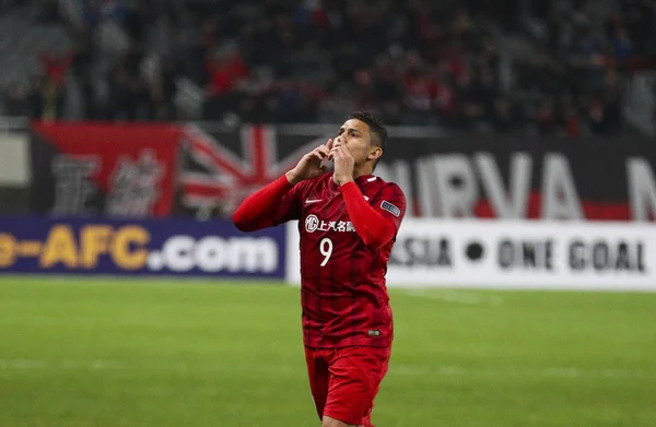 Elkeson Shanghai Sipg China Comemora Após Marcar Gol Contra Urawa — Fotografia de Stock