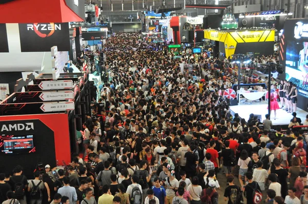 Ziyaret Edenler Kalabalık Çin Dijital Eğlence Expo Olarak Bilinen Chinajoy — Stok fotoğraf