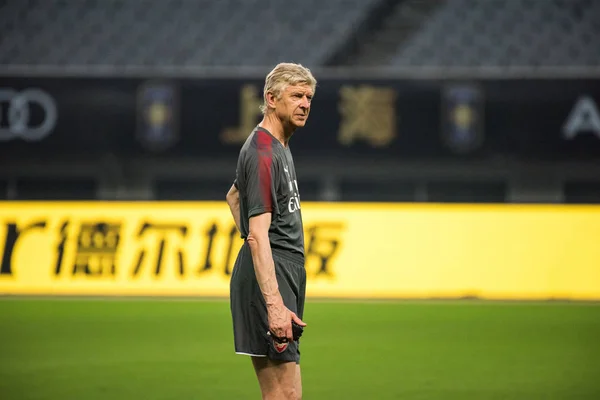 Capo Allenatore Arsene Wenger Dell Arsenal Partecipa Una Sessione Allenamento — Foto Stock