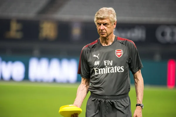 Capo Allenatore Arsene Wenger Dell Arsenal Partecipa Una Sessione Allenamento — Foto Stock