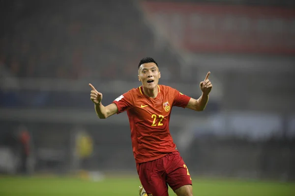Dabao För Kinesiska Nationella Mäns Fotboll Firar Efter Att Gjort — Stockfoto