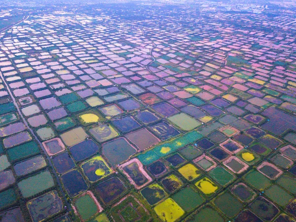 Vista Aérea Los Estanques Peces Del Lago Taihu Ciudad Suzhou —  Fotos de Stock