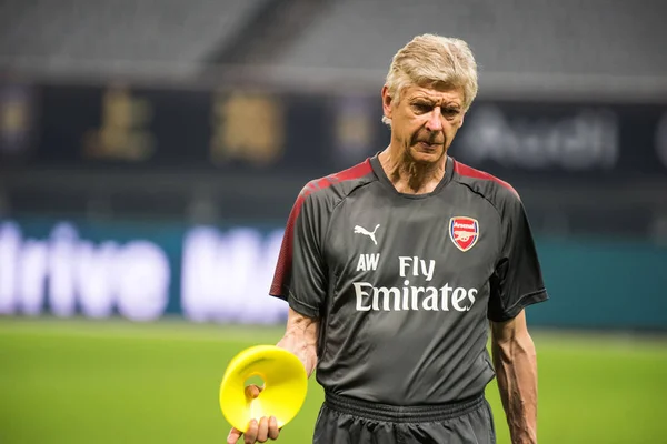 Capo Allenatore Arsene Wenger Dell Arsenal Partecipa Una Sessione Allenamento — Foto Stock