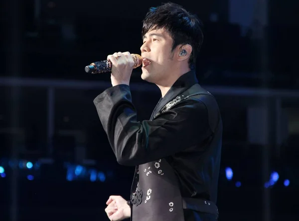 Ταϊβανικό Τραγουδιστή Jay Chou Εκτελεί Κατά Διάρκεια Μια Εκδήλωση Προώθησης — Φωτογραφία Αρχείου