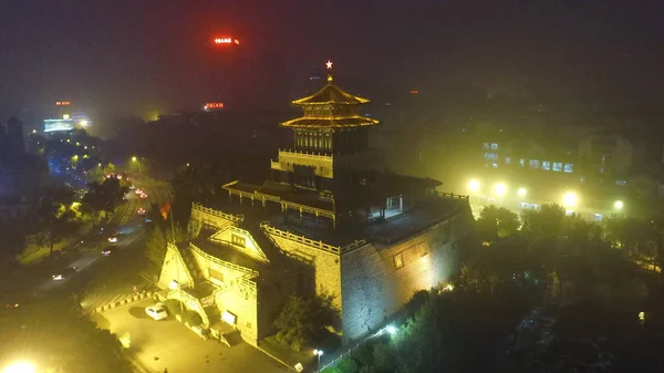 Night View Liberation Pavilion Commemorating Battle Jinan Chinese Civil War — Stock Photo, Image