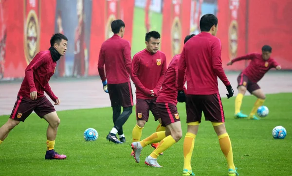 Spieler Der Chinesischen Männer Fußballnationalmannschaft Nehmen Einer Trainingseinheit Für Ihr — Stockfoto