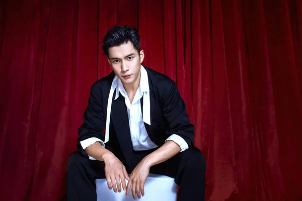 Çinli Aktör Elvis Han Dongjun Özel Bir Röportaj Sırasında Pekin — Stok fotoğraf