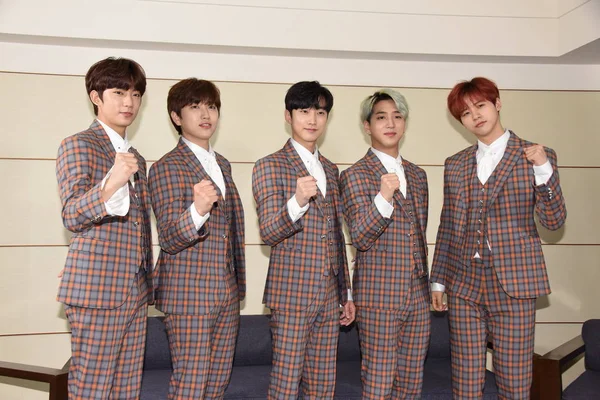 Members South Korean Boy Group B1A4 Attend Press Conference Taipei — Stock Photo, Image